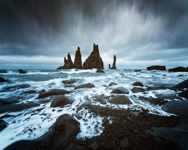 Klify Reynisdrangar w pobliżu miasta Vik Islandia