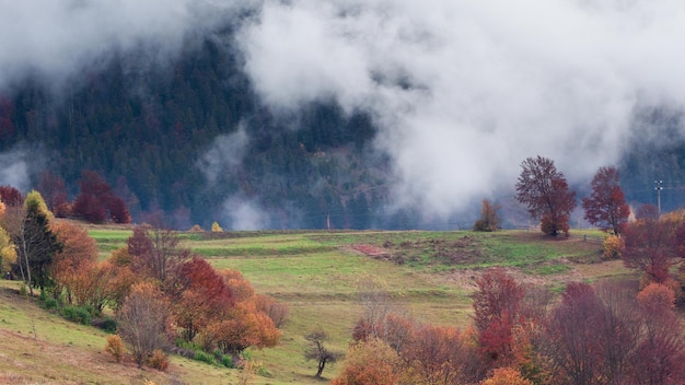 Klip upływ czasu Fantastyczny kolorowy górski krajobraz z chmurą Ukraina Karpaty
