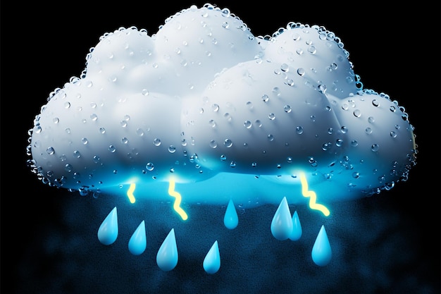 Klipart Deszczowa pogoda, ikona w 3D ilustracji koncepcji burzy na białym tle