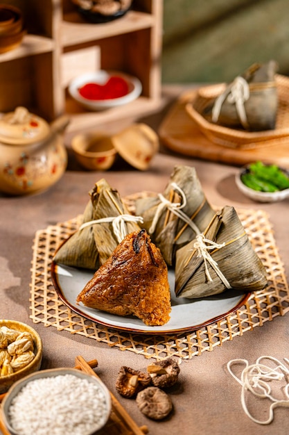Knedle ryżowe Zongzi na chiński tradycyjny Festiwal Łodzi Smokowych Festiwal Duanwu