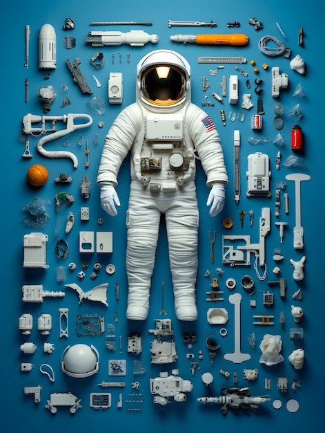Zdjęcie knolling astronauta
