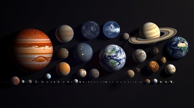 Knolling Układu Słonecznego do porównania planetarnego