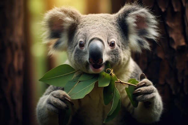 Koala je liście eukaliptusa Generative AI