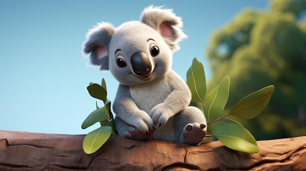 Zdjęcie koala siedząca na wierzchu gałęzi drzewa