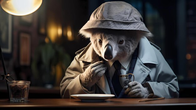 Koala w płaszczu detektywa