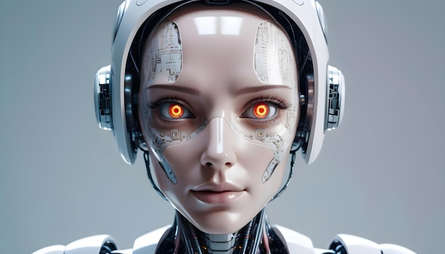 kobieca twarz cybernetyczna koncepcja sztucznej inteligencji