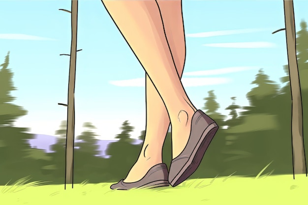 Kobiece nogi i buty w naturalnym otoczeniu