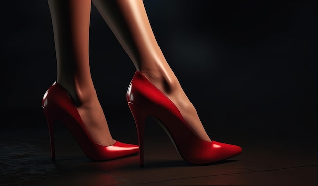 Kobiece nogi z luksusowymi czerwonymi szpilkami Wygenerowane ai