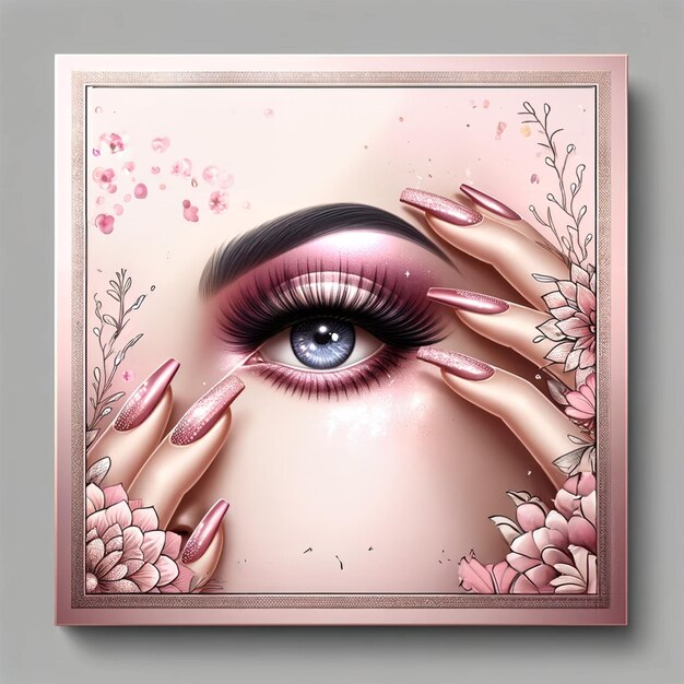 kobiecy makijaż i kosmetyki dla mediów społecznościowych szablon projektu post banner