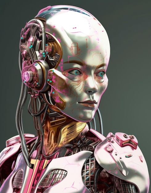 Kobiecy robot o intensywnym spojrzeniu