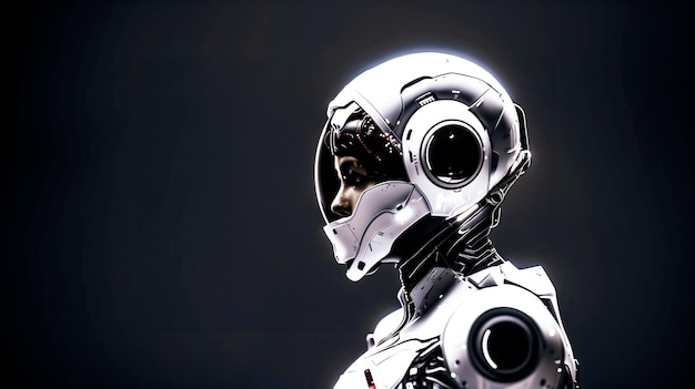 Kobieta astronauta w futurystycznym garniturze kosmicznym 3D