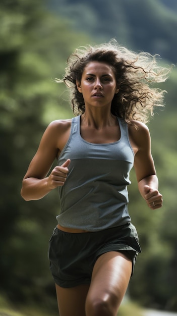 Kobieta biegnąca szlakiem biegaczka