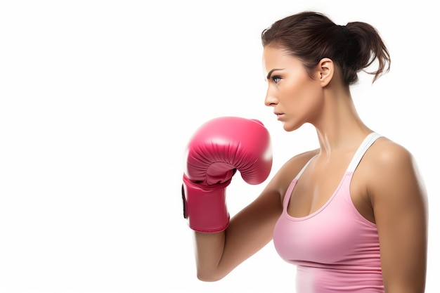 Kobieta bokserka mówi NIE przeciwko rakowi piersi Miesiąc świadomości raka piersi