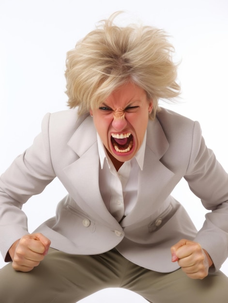 Zdjęcie kobieta europejskiego wyglądu, która wydaje się być wściekła.