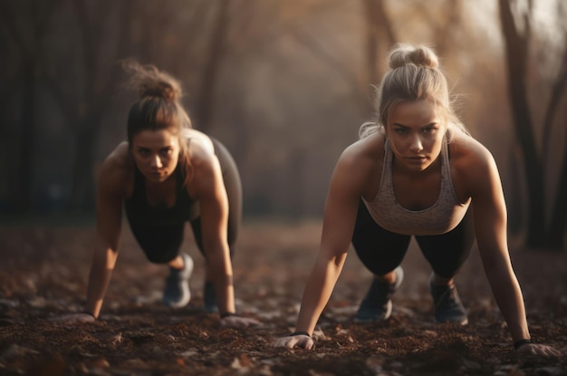 Zdjęcie kobieta fitness na świeżym powietrzu dopasuj sport wygeneruj sztuczną inteligencję