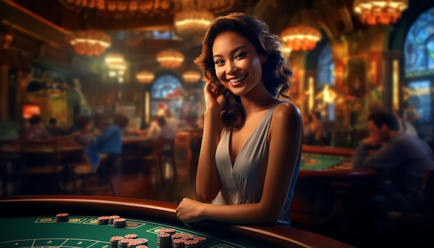 Kobieta grająca w kasyno.