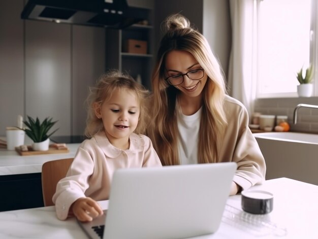 kobieta i dziecko internetowy biznes domowy