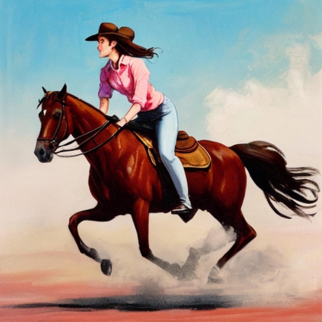 kobieta jeździ konno