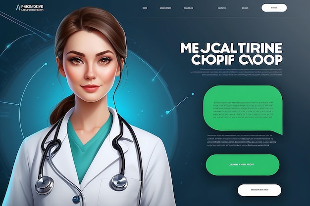 Zdjęcie kobieta lekarz z fonendoskopem reklama aplikacji dotyczącej świadczenia usług medycznych w internecie