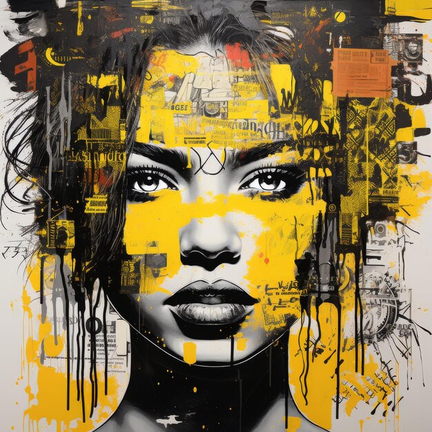 Kobieta malująca żółtą farbą