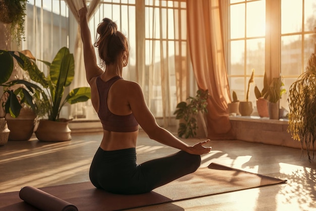 Kobieta medytująca w Sunny Yoga Studio