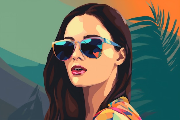 Kobieta moda dziewczyna nowoczesny plakat projekt karty projekt portret styl okulary ilustracja Generative AI