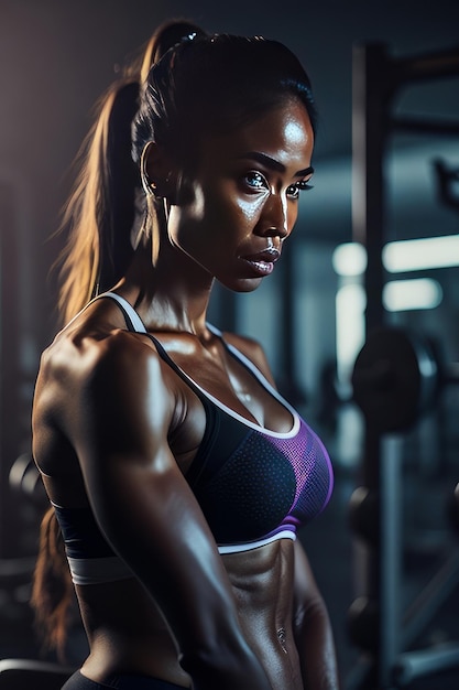 Kobieta na siłowni w ubraniach fitness Generative AI