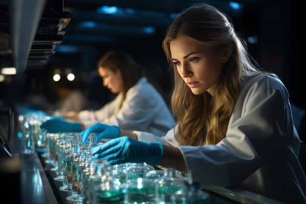 Kobieta-naukowiec pracująca nad szklaną rurką w laboratorium