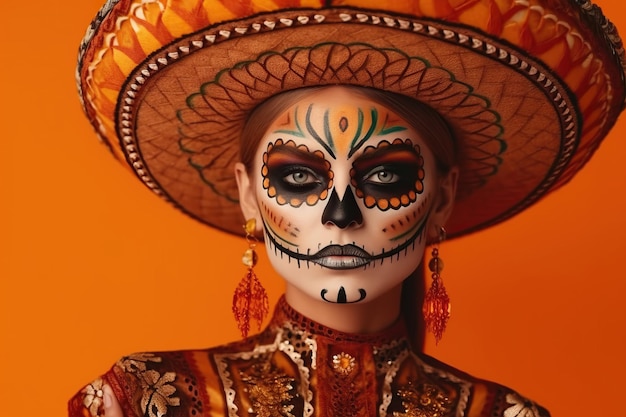kobieta nosi przerażający makijaż na Halloween