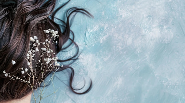 Kobieta nosząca kwiat we włosach