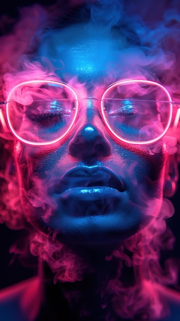 Kobieta nosząca okulary z dymem wychodzącym z jej twarzy