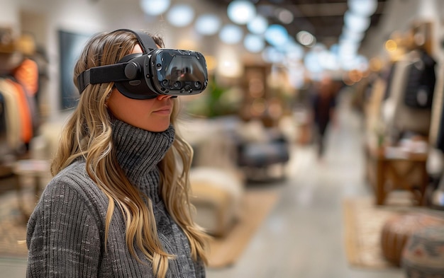 Kobieta nosząca wirtualne okulary Generatywna sztuczna inteligencja