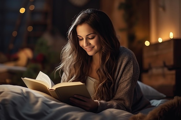 Kobieta odpoczywa i czyta książkę