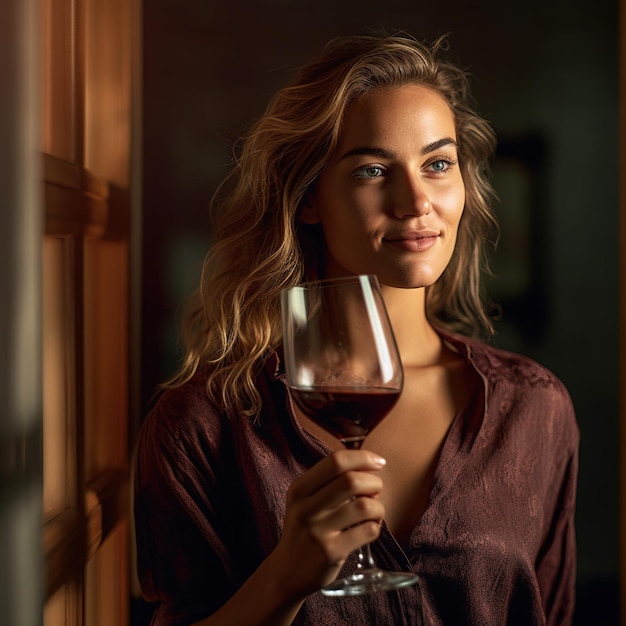 Kobieta pijąca wino Generatywna sztuczna inteligencja
