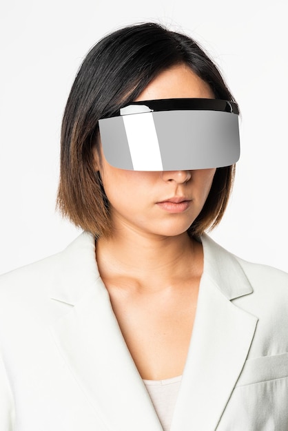 Kobieta png inteligentne okulary makiety futurystycznej technologii