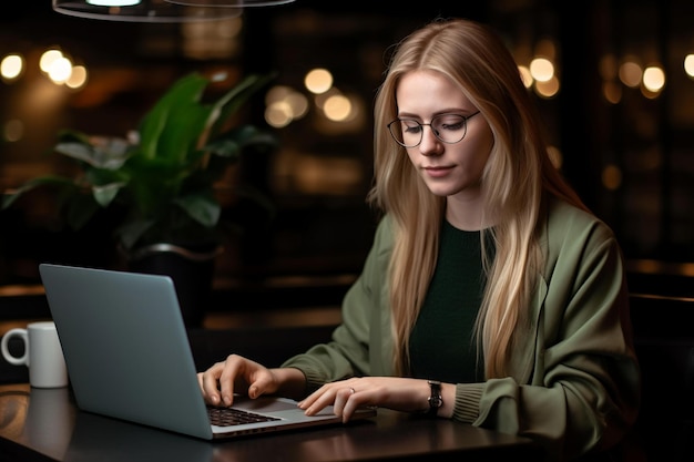 Kobieta pracująca na laptopie