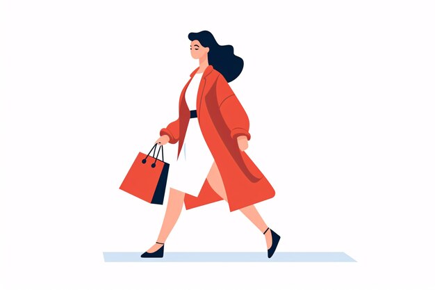 Zdjęcie kobieta robiąca zakupy. nosi torby na zakupy. generatywna sztuczna inteligencja.