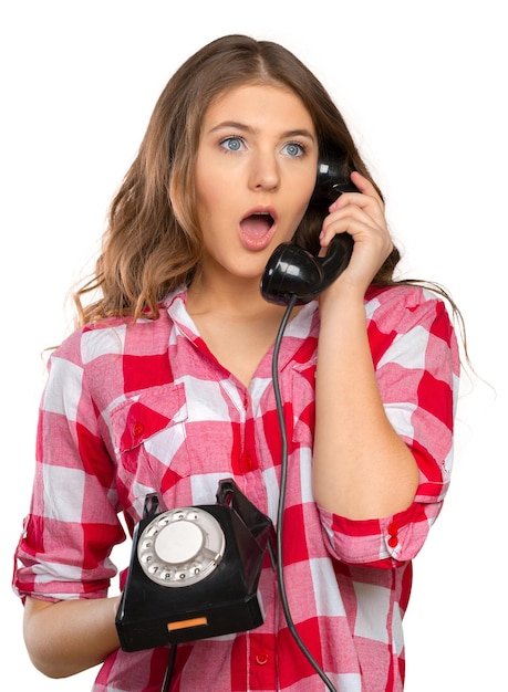 Zdjęcie kobieta rozmawia przez telefon