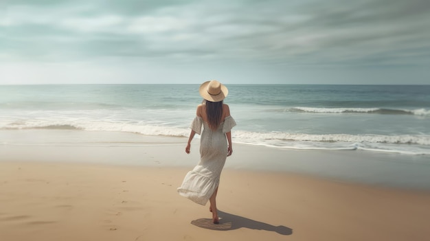 Kobieta spaceru na plaży