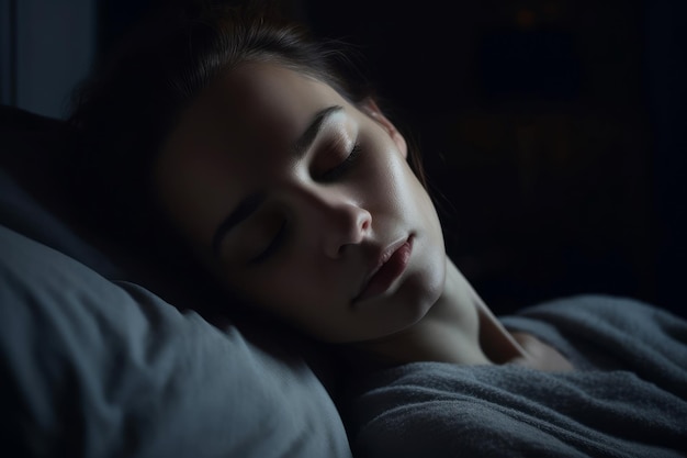 Kobieta śpiąca zbliżenie Wygeneruj Ai