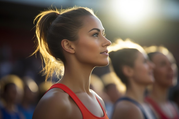 Kobieta sportowca koncentruje się na wyścigu