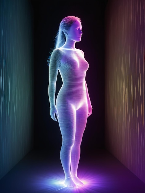 Zdjęcie kobieta stworzona ze światła.