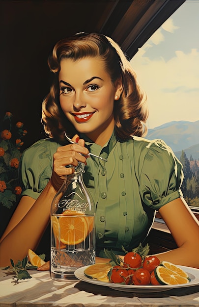 Zdjęcie kobieta trzyma butelkę soków pomarańczowych i butelkę soku pomarańczowego