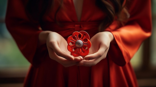 Kobieta trzymająca czerwoną rękę spinner