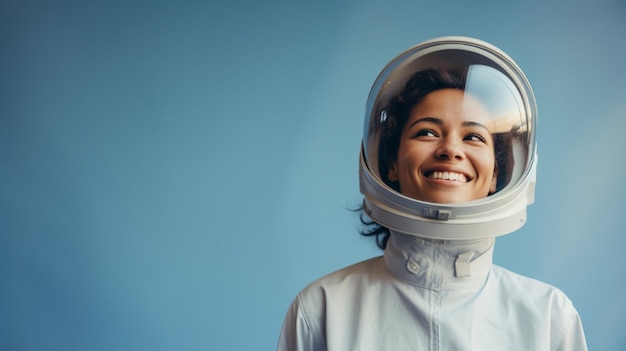 kobieta uśmiecha się w mundurze astronauty