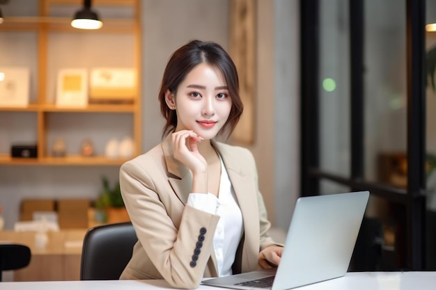 Kobieta używająca laptopa w biurze
