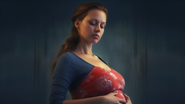 Kobieta w ciąży trzymająca swój brzuch