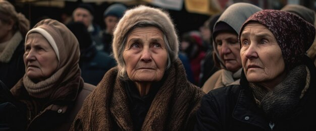 Zdjęcie kobieta w futrzanym kapeluszu patrzy w kamerę.