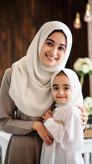 kobieta w hidżabie trzymająca dziecko