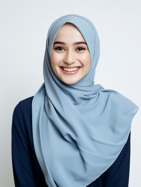 kobieta w hidżabie z uśmiechem na twarzy.